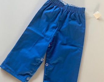Vintage NWT Baby Pants Royal Blue Pull On Elastic Waist Snaps in Saddle Deadstock by Stone Boy Girl Size 6-9 Months