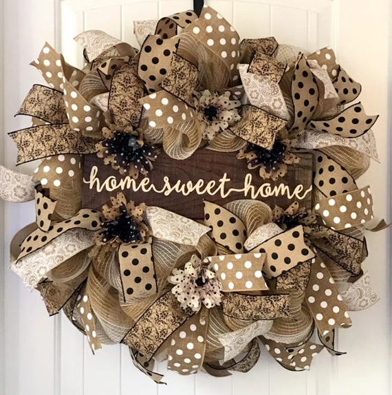 Burlap Wreath Burlap Wreath For Front Door Burlap Door Wreath Christmas Gift For Mom Everyday Wreath Wreath For Door Rustic Wreath