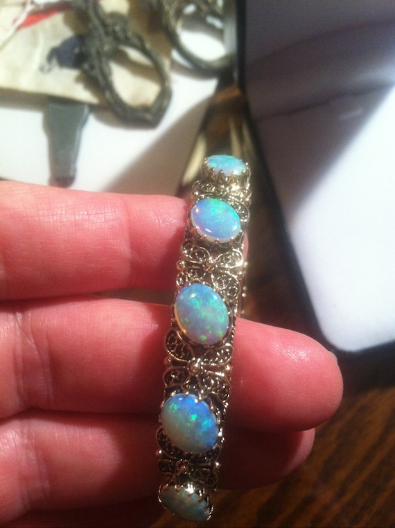 Exquisite Antique Estate 14k Natural Opal Bracelet