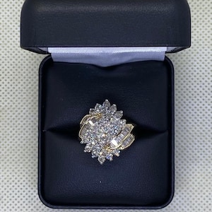 14k Gold Mid-century Diamond Cocktail Ring