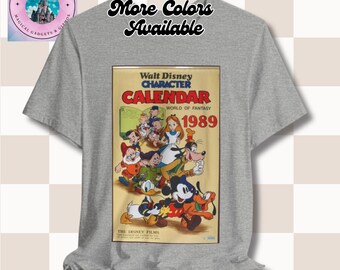 レトロなディズニーキャラクターTシャツ、1989年カレンダーシャツ
