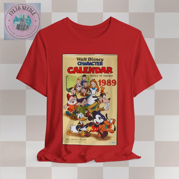 レトロなディズニーキャラクターTシャツ、1989年カレンダーシャツ