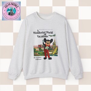 Vintage Style Disney World Sweatshirt, 70s Retro Crewneck Jumper, Mickey Mouse, Cinderella's Castle, Monorail, Contemporary Resort, Gift for image 3