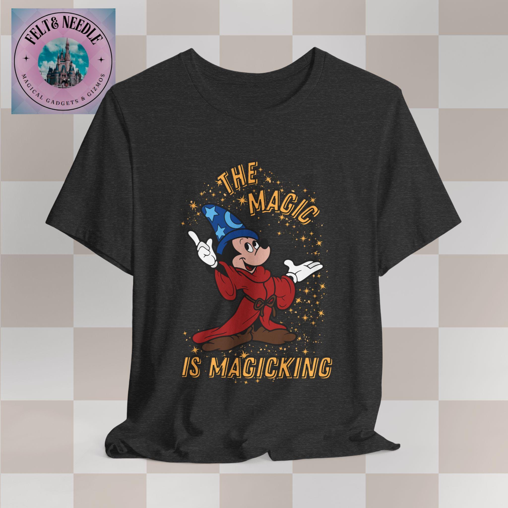 魔法使いミッキーTシャツ、ディズニーシャツ、魔法のTシャツ、ユニ