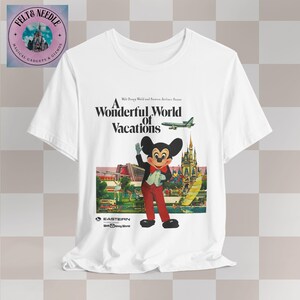 Vintage Retro Walt Disney World Unisex Tee, 70s Airline Travel Advertisement Shirt, Men Women Souvenir Top, Vacation Theme Park Apparel, White