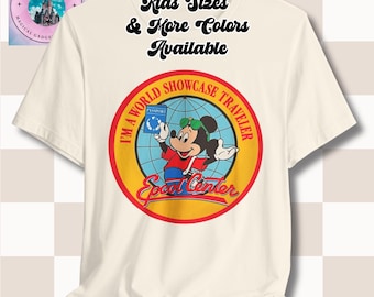 Camiseta Disney Mickey Mouse Epcot World Showcase, camiseta World Traveler, regalo unisex, camiseta Disneyland, ropa vintage de dibujos animados