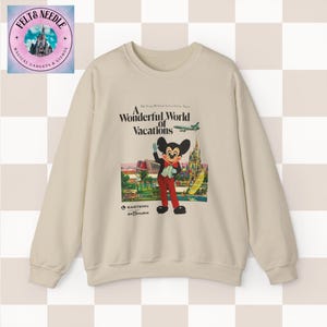 Vintage Style Disney World Sweatshirt, 70s Retro Crewneck Jumper, Mickey Mouse, Cinderella's Castle, Monorail, Contemporary Resort, Gift for Sand