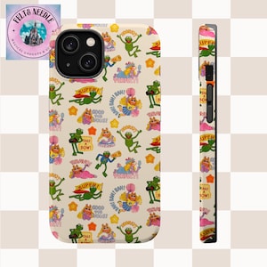 Phone Case, Retro Muppets Motivational Pattern with Kermit and Miss Piggy, Tough Protective Cover, Unique Gift, Disney Phone Case