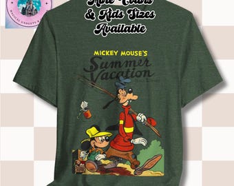 Vintage Mickey Mouse and Goofy Summer Vacation T-Shirt, Retro Disney Tee, Unisex Graphic Shirt, Disneyland Gift, Cartoon Character Top