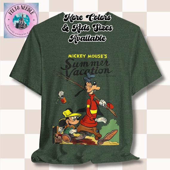 ヴィンテージ ミッキーマウスとグーフィーの夏休み T シャツ、レトロ