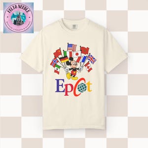 Camiseta Comfort Colors de inspiración vintage de Mickey Mouse para Epcot World Showcase Ivory
