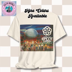 Vintage Epcot Pictorial Souvenir Tee, Retro 80s Spaceship Earth T-Shirt, Unisex Disney Shirt, Family Vacation Graphic Top, Epcot Ball Tee,