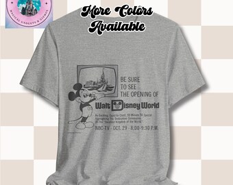 t-shirt d'ouverture vintage Mickey Mouse Disney World, t-shirt unisexe rétro des années 70, chemise graphique Disneyland classique, haut de vacances homme femme, court