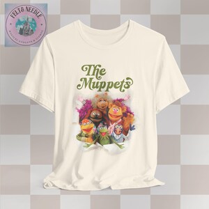 Retro Vintage The Muppets Unisex Tee Shirt, Kermit Miss Piggy Fozzie Animal, Short Sleeve T-Shirt, Gift for Muppet Fans, 70s 80s TV Show Top Natural