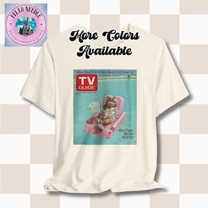 Unisex T-Shirt, Tv Guide Fräulein Piggy Cover, Mein Leben im Le Top Shirt, Geschenk für Muppet Fans, Retro TV Print T-Shirt, lustiges Schwein T-Shirt, Sommer T-Shirt Natural