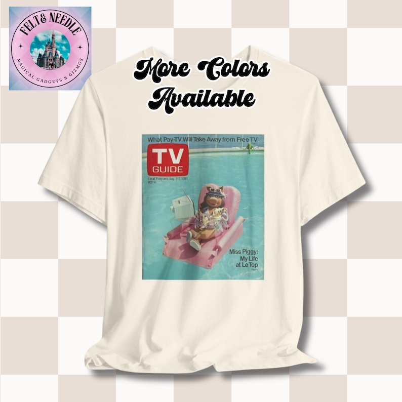 Unisex T-Shirt, Tv Guide Fräulein Piggy Cover, Mein Leben im Le Top Shirt, Geschenk für Muppet Fans, Retro TV Print T-Shirt, lustiges Schwein T-Shirt, Sommer T-Shirt Natural