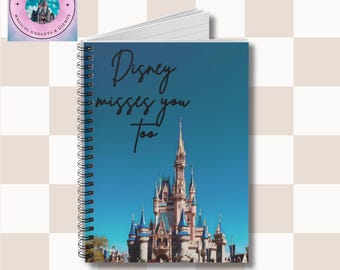 Cuaderno espiral con líneas rayadas, diario del castillo de Cenicienta de Disney, planificador de Disney, diario del Reino Mágico, Disney también te extraña, regalo para fans de Disney
