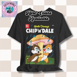 Chip and Dale Mushroom Umbrella Tee, Vintage Cartoon Comic Book Shirt, Retro Unisex Jersey Top, Funny Rain Day T-Shirt, Hipster Mens Womens