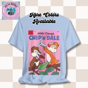 T-shirt vintage de bande dessinée Chip and Dale, T-shirt de la Saint-Valentin, chemise printanière rétro, haut graphique de Pâques, vêtements à fleurs roses