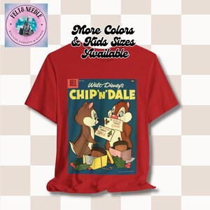 Vintage Disney Chip and Dale Christmas Tee, Unisex Tshirt, Short Sleeve Shirt, Holiday Mickey Mouse Top, Retro Cartoon Print