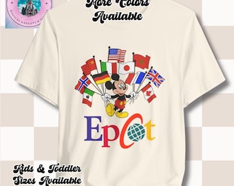 90s Epcot Disney Mickey Mouse Tee, Retro World Showcase Flag Shirt, Unisex T-Shirt, Vintage Epcot Gift, Disneyland, Disney World Apparel
