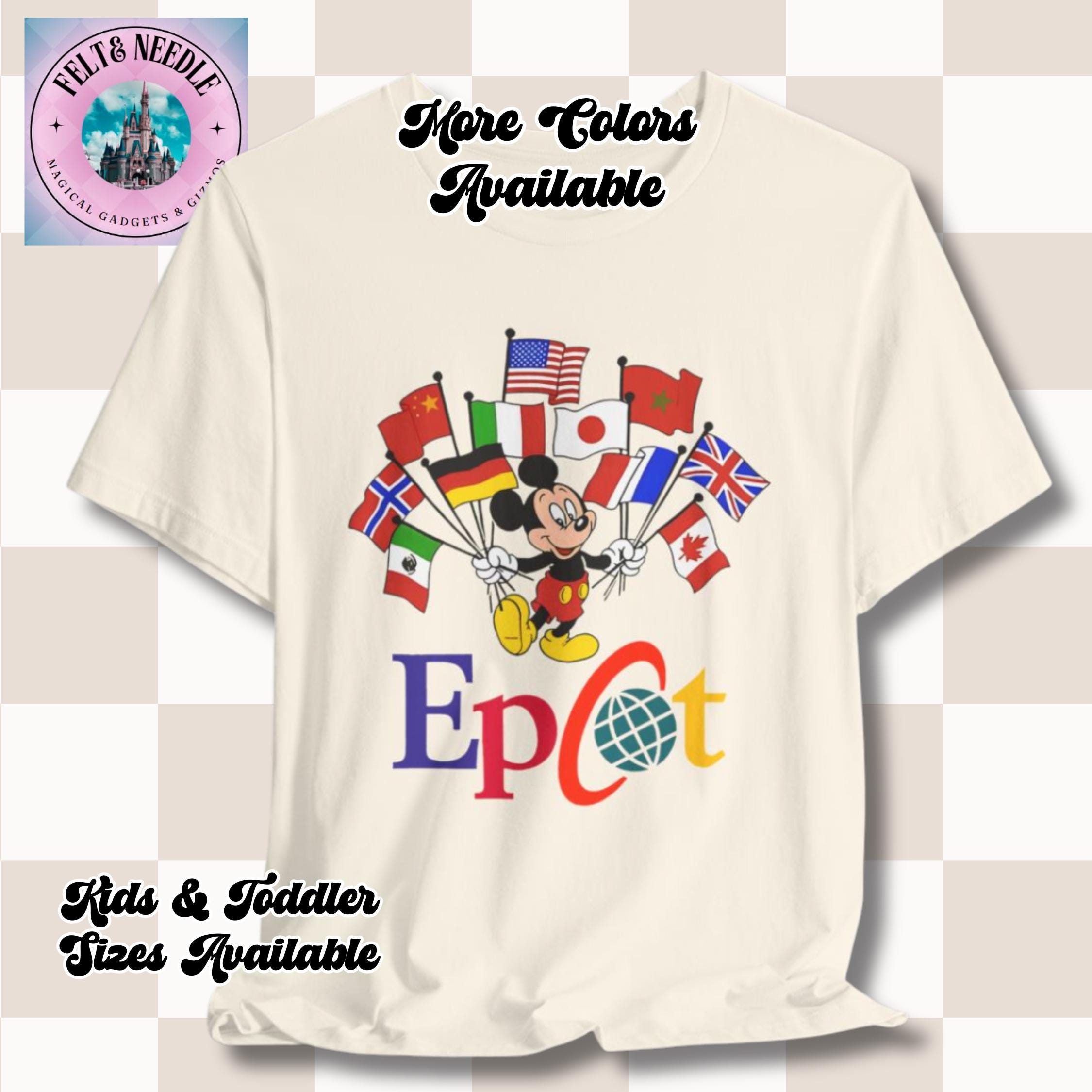 90s Epcot Disney Mickey Mouse Tee, Retro World Showcase Flag Shirt 
