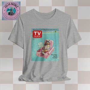 Unisex T-Shirt, Tv Guide Fräulein Piggy Cover, Mein Leben im Le Top Shirt, Geschenk für Muppet Fans, Retro TV Print T-Shirt, lustiges Schwein T-Shirt, Sommer T-Shirt Athletic Heather