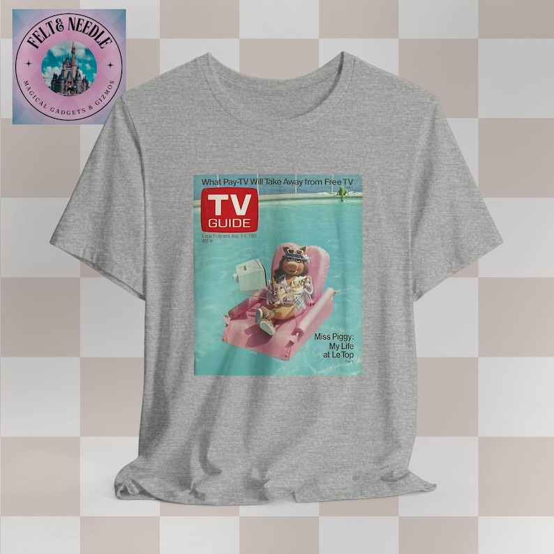 Unisex T-Shirt, Tv Guide Fräulein Piggy Cover, Mein Leben im Le Top Shirt, Geschenk für Muppet Fans, Retro TV Print T-Shirt, lustiges Schwein T-Shirt, Sommer T-Shirt Athletic Heather