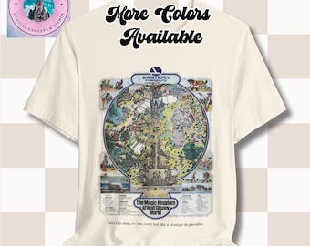 Vintage Disney World Magic Kingdom Map Tee, 70s 80s Travel Advertisement T-Shirt, Retro Magic Kingdom Shirt, Walt Disney Vacation Top