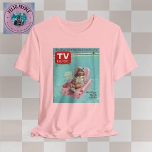 Unisex T-Shirt, Tv Guide Fräulein Piggy Cover, Mein Leben im Le Top Shirt, Geschenk für Muppet Fans, Retro TV Print T-Shirt, lustiges Schwein T-Shirt, Sommer T-Shirt Pink