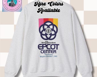 Sudadera de cuello redondo de inspiración vintage para la gran inauguración de Epcot Center, diseño retro de los 80, sudadera unisex con capucha, 1 de octubre de 1982, colores vintage, logotipo de Epcot
