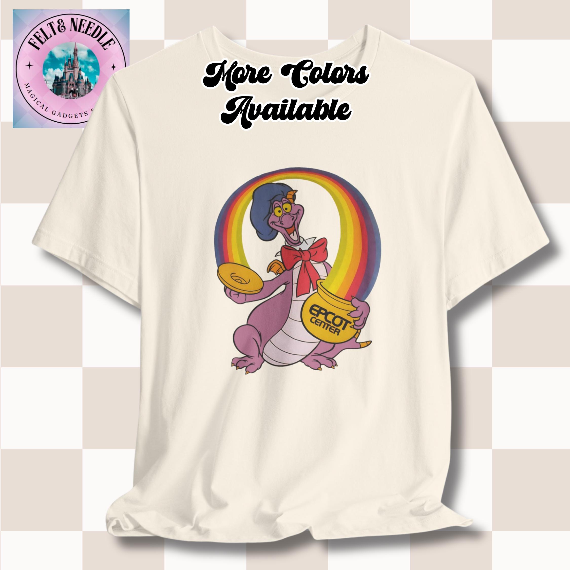 Vintage Epcot Figment T-shirt, 80s Theme Tee, Rainbow Pot of Gold 