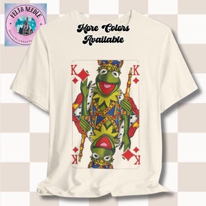 Maglietta vintage Kermit The Frog King of Diamonds Playing Card, maglietta retrò con carte da gioco, maglietta divertente, regalo per gli amanti degli animali, maglietta classica con cartoni animati