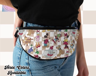 Retro Micky Maus Bauchtasche, Disney Chip n Dale Dumbo Karierte Gürteltasche, Freizeitpark Urlaub Accessoire, Gürteltasche für Reisen, Gürteltasche