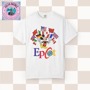Camiseta Comfort Colors de inspiración vintage de Mickey Mouse para Epcot World Showcase White