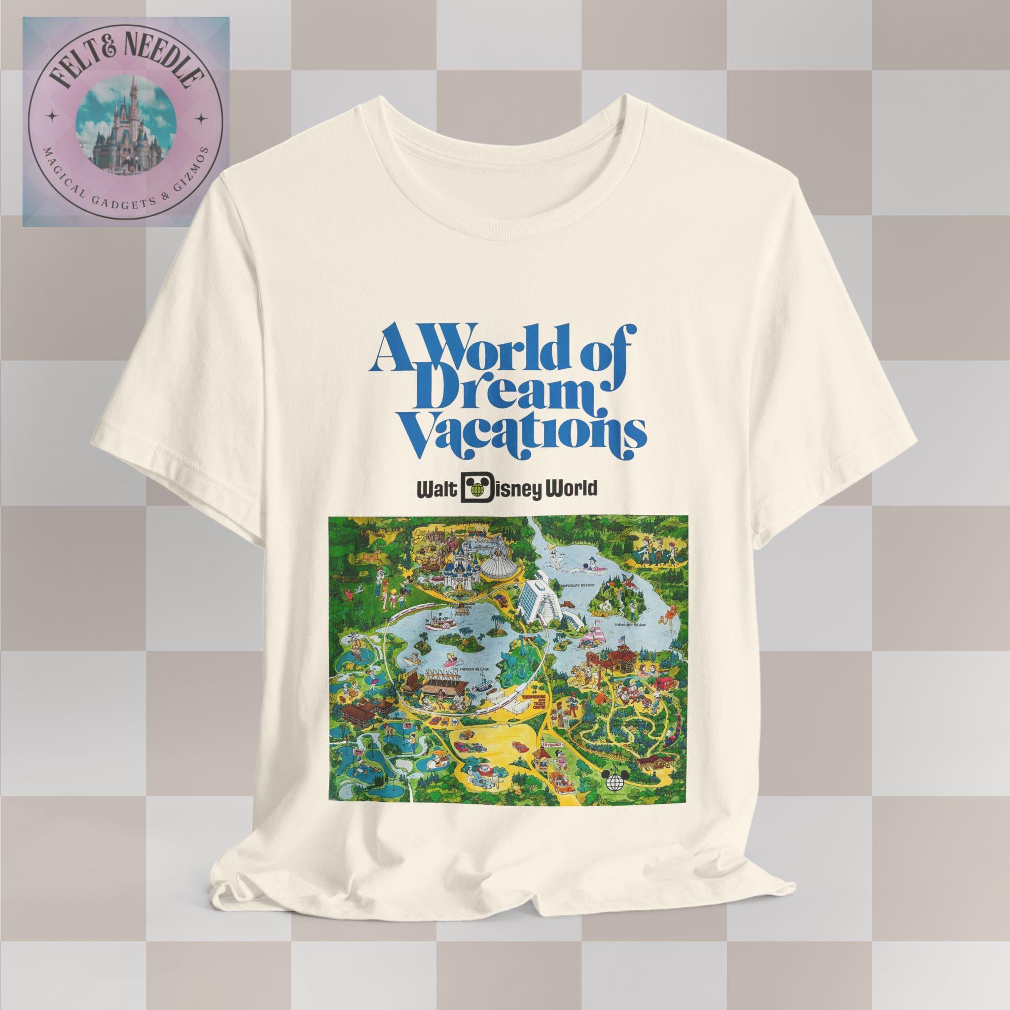 Vintage Disney World Map Unisex Tee Shirt, 70s 80s Travel 