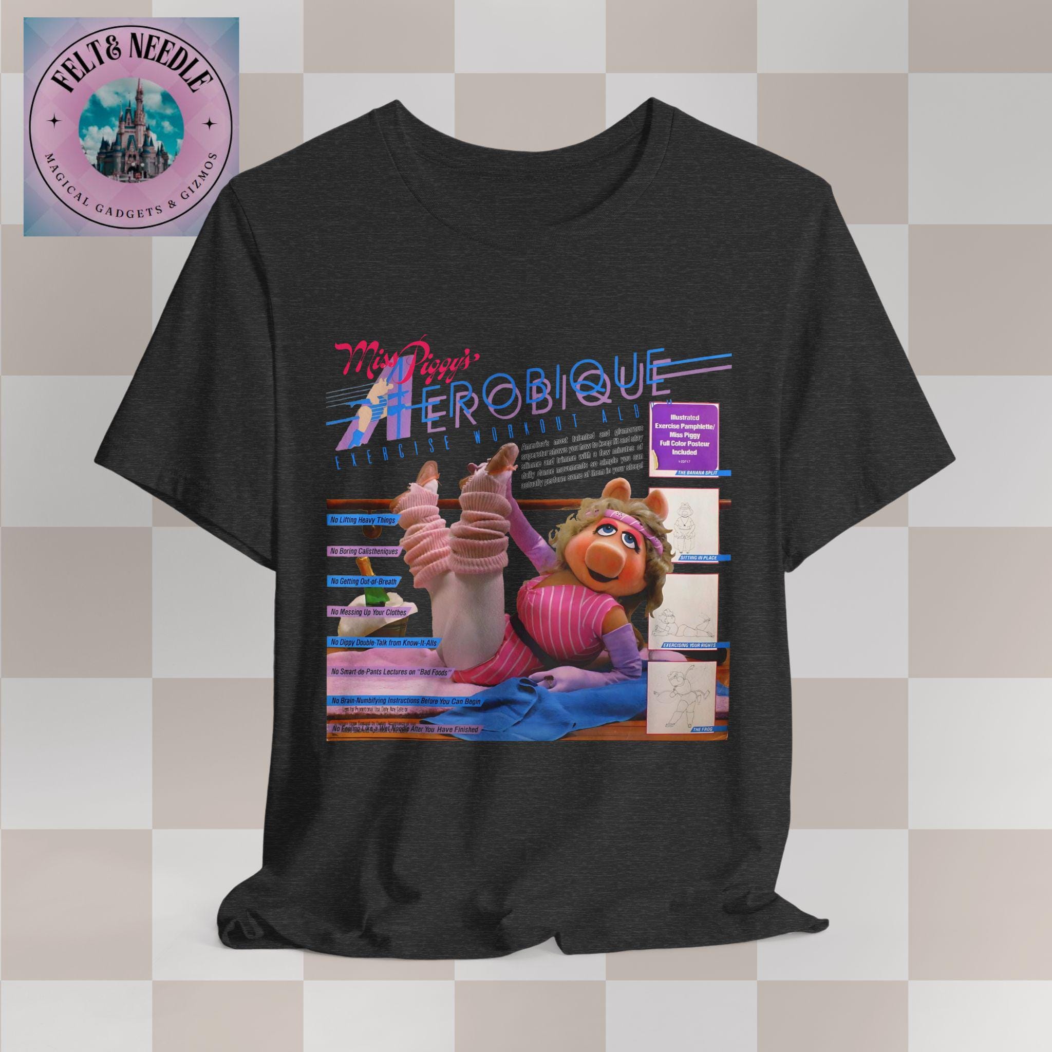 Retro Miss Piggy Tee, 80s Aerobics Workout Shirt, Muppets Fan Gift 