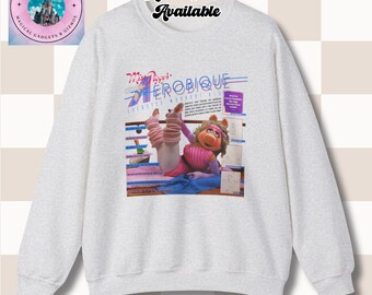 Felpa Miss Piggy Aerobics, RunDisney Disneyworld Disneyland retrò anni '80, maglione girocollo unisex, top da allenamento, pullover da yoga