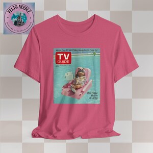 Unisex T-Shirt, Tv Guide Fräulein Piggy Cover, Mein Leben im Le Top Shirt, Geschenk für Muppet Fans, Retro TV Print T-Shirt, lustiges Schwein T-Shirt, Sommer T-Shirt Heather Raspberry
