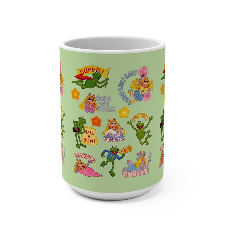 Muppet Tea Retro Muppets Mug 15oz, Miss Piggy Kermit Frog Motivational 70s 80s ...