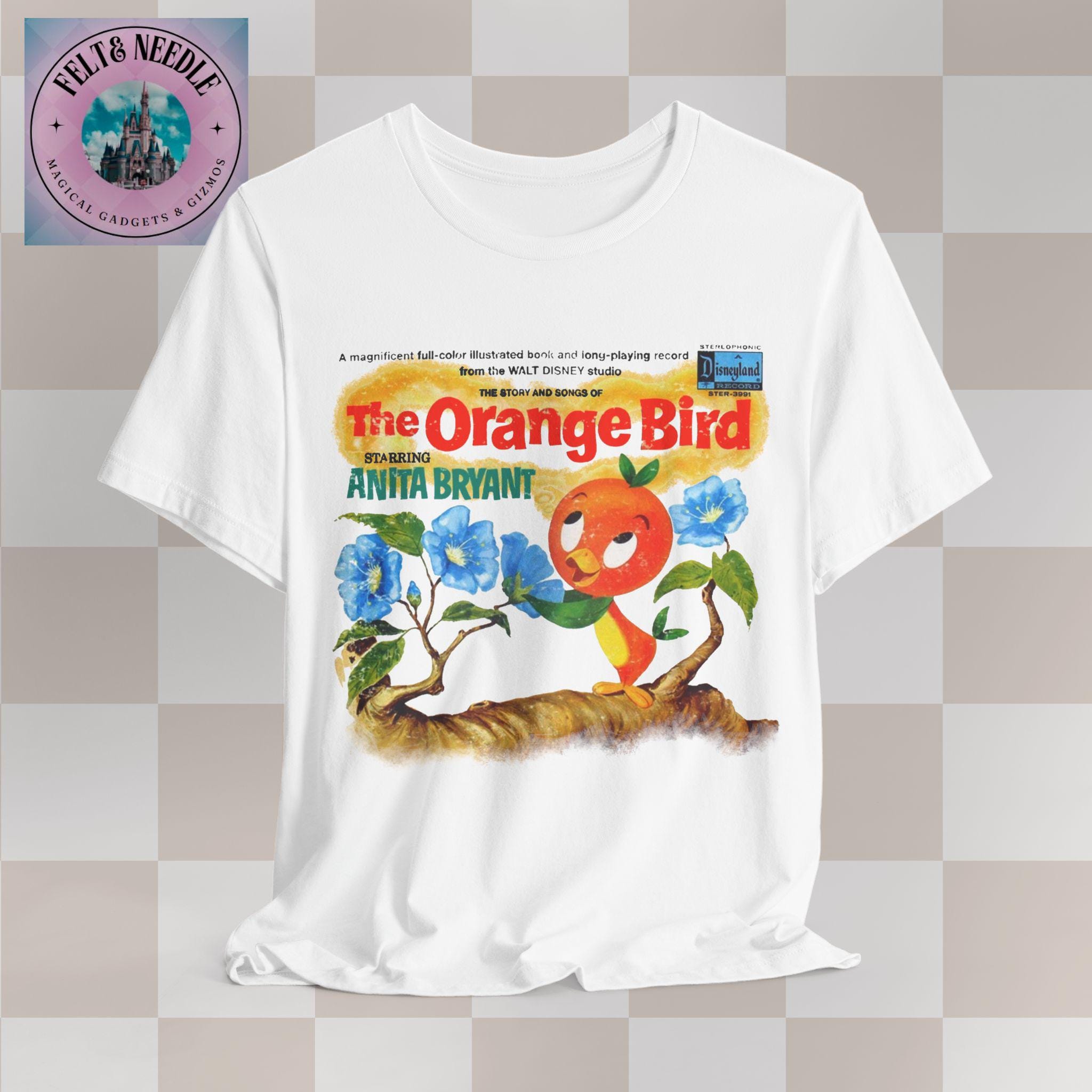ヴィンテージ オレンジ バード グラフィック T シャツ、夏用ユニ