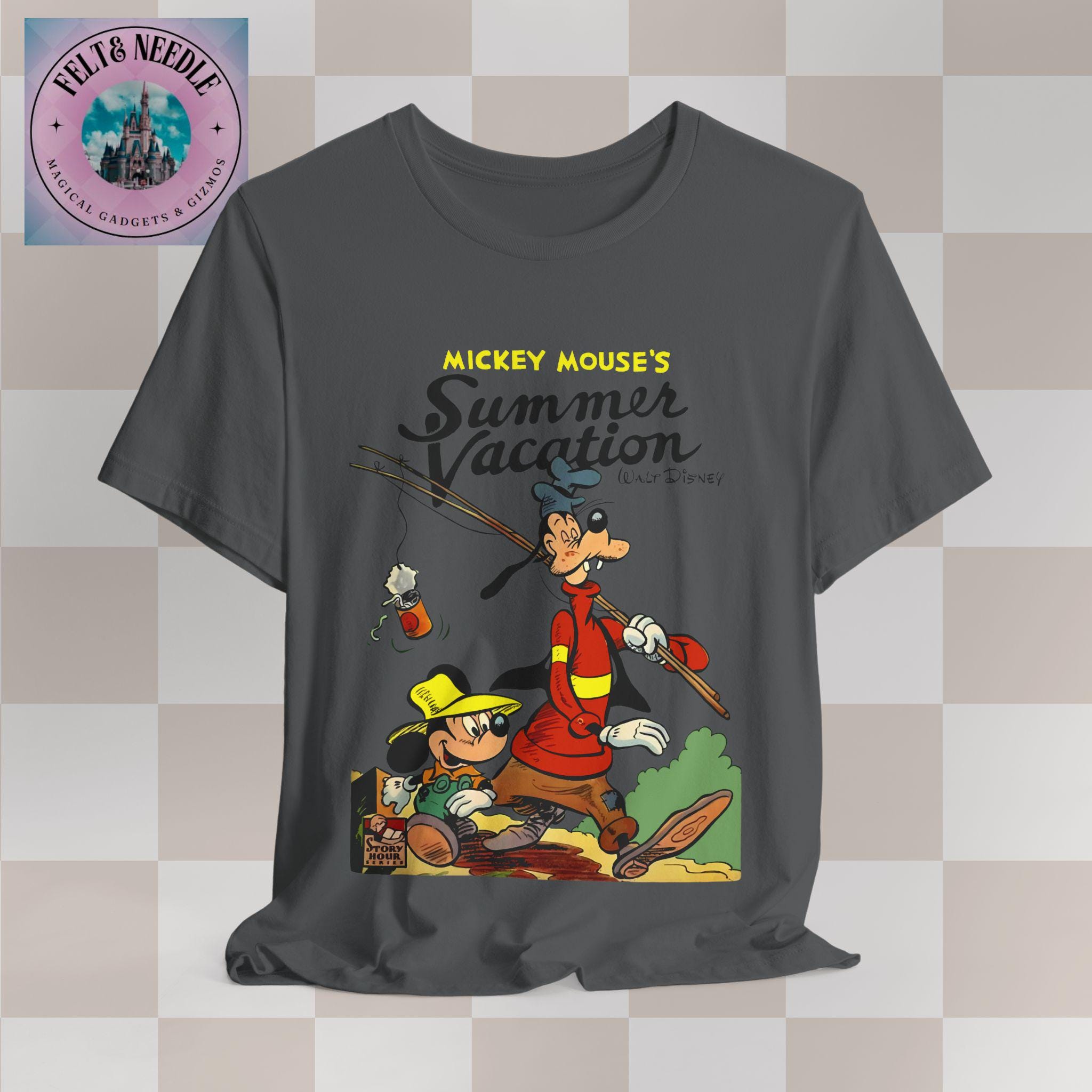 ヴィンテージ ミッキーマウスとグーフィーの夏休み T シャツ、レトロ