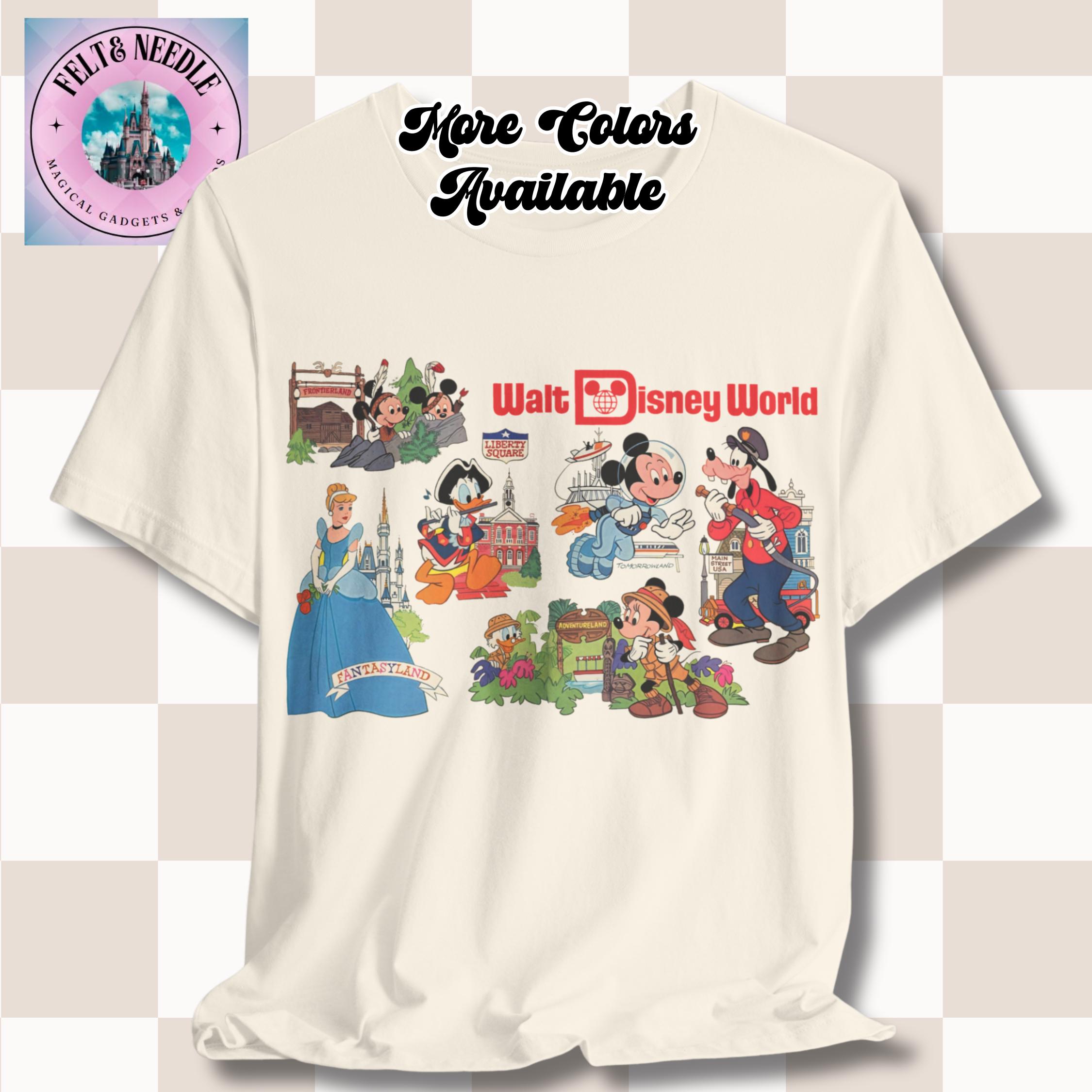 Vintage Walt Disney World Lands Tee, Mickey and Friends T-shirt