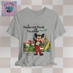 Vintage Retro Walt Disney World Unisex Tee, 70s Airline Travel Advertisement Shirt, Men Women Souvenir Top, Vacation Theme Park Apparel, Athletic Heather