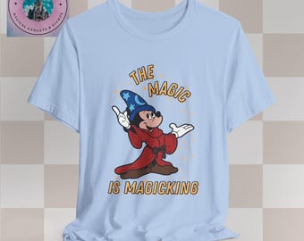 魔法使いミッキーTシャツ、ディズニーシャツ、魔法のTシャツ、ユニ