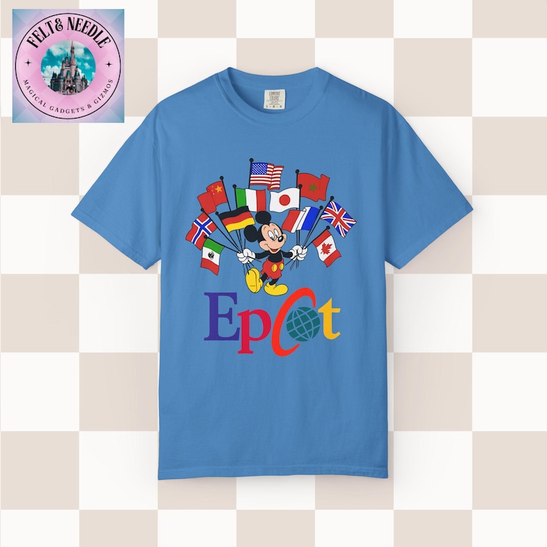 Camiseta Comfort Colors de inspiración vintage de Mickey Mouse para Epcot World Showcase Royal Caribe
