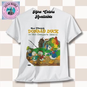 Camiseta unisex vintage de algodón grueso de la Isla de Tom Sawyer, del Pato Donald. Regalo para fans de Disney. Camiseta de coleccionista de Disney. Camiseta de estilo retro. Camiseta Gildan.