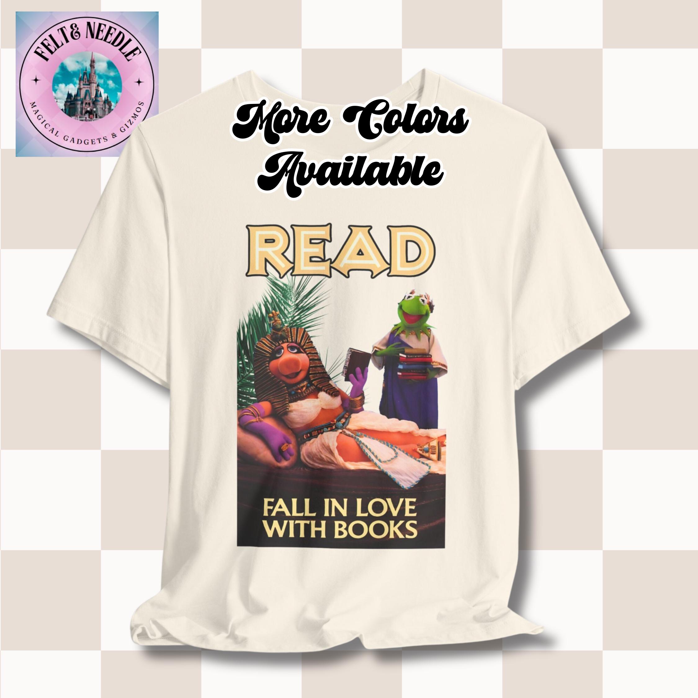 Retro 80s Book Lover Tee, Kermit & Miss Piggy Egyptian Reading
