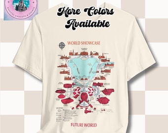 Vintage Epcot Retro Map T-Shirt, Unisex Tee, Epcot World Showcase, Future World, 1980s Design, Disney Shirt