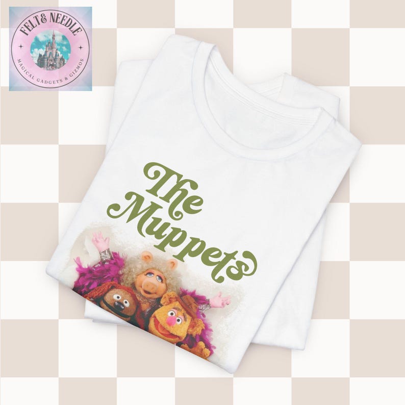 Retro Vintage The Muppets Unisex Tee Shirt, Kermit Miss Piggy Fozzie Animal, Short Sleeve T-Shirt, Gift for Muppet Fans, 70s 80s TV Show Top image 3